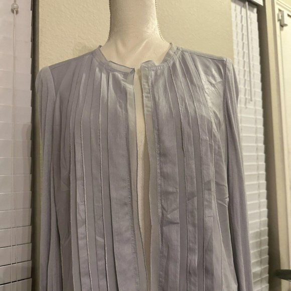 Cache Grey Polyester Size 10 Open Cardigan Pleated Front / Long Sleeve - Picture 2 of 10